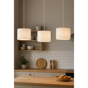 Závěsné svítidlo Dove, 3xE27, Max. 40 W, olejovaný dub / průhledný PVC kabel / bílé stínidlo, 100 cm small 2
