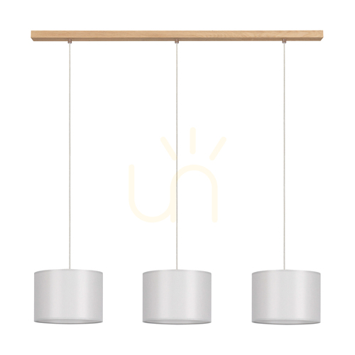 Kontrola Závěsné svítidlo Dove, 3xE27, max.. 40 W, olejovaný dub / průhledné PVC / šedá, 100 cm