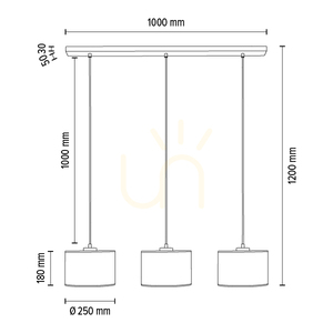 Závěsné svítidlo Dove, 3xE27, max.. 40 W, olejovaný dub / průhledný PVC kabel / černý stínidlo 100 cm small 2