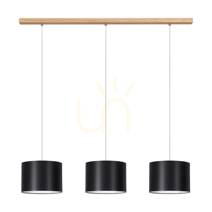 Závěsné svítidlo Dove, 3xE27, max.. 40 W, olejovaný dub / průhledný PVC kabel / černý stínidlo 100 cm small 0