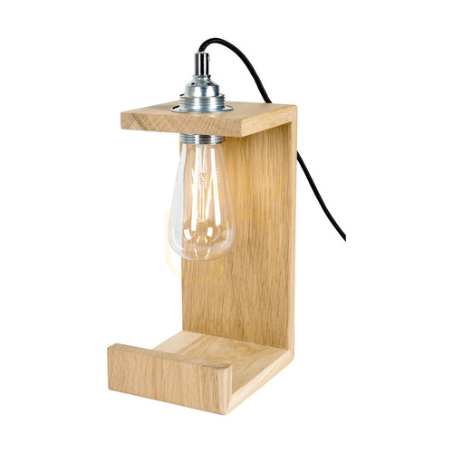 Kontrola Stolní lampa Elle, 1xE27, Max. 15 W, olejovaný dub/černá, opletený kabel, 15 cm