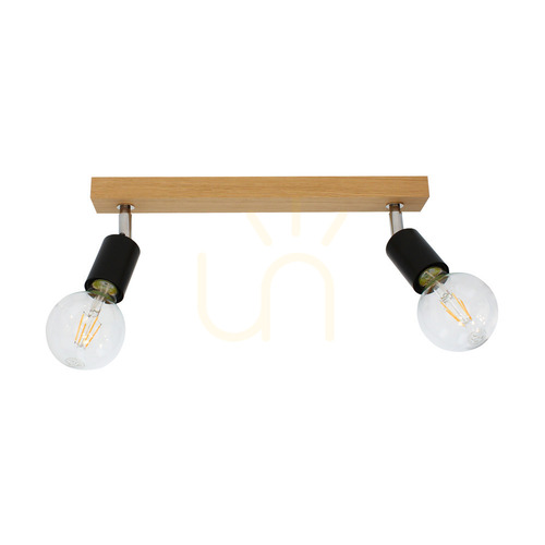 Kontrola Stropní svítidlo Elmo, 2xE27, Max. 25 W, olejovaný dub / černý kov / chromovaný kov, 40 cm