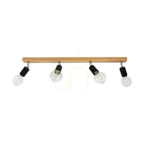 Kontrola Stropní svítidlo Elmo, 4xE27, Max. 25 W, olejovaný dub / černý kov / chromovaný kov, 78 cm
