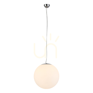 Závěsné svítidlo Emil, 1xE27, Max. 60 W, chromovaný kov / průhledný PVC kabel / bílé skleněné stínidlo, Ø 50 cm small 1