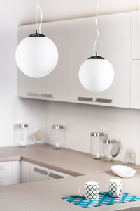 Závěsné svítidlo Emil, 1xE27, Max. 60 W, chromovaný kov / průhledný PVC kabel / bílé skleněné stínidlo, Ø 50 cm small 2