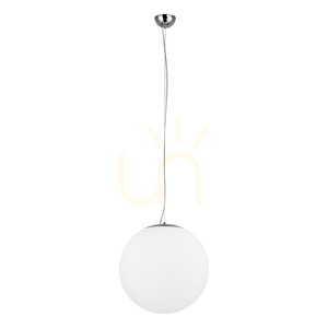 Závěsné svítidlo Emil, 1xE27, Max. 60 W, chromovaný kov / průhledný PVC kabel / bílé skleněné stínidlo, Ø 50 cm small 0