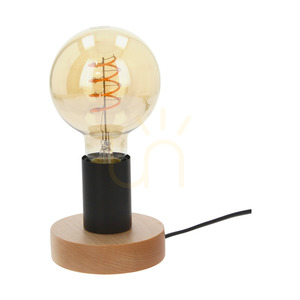 Stolní lampa Enar, 1xE27, Max. 25 W, bříza/černý kov/černý PVC kabel, Ø 10 cm small 0