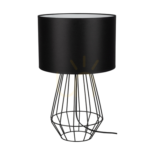 Kontrola Stolní lampa Endorfina, 1xE27, Max. 60 W, černý kov / černý PVC kabel / černý stínidlo, Ø 30 cm