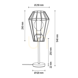 Stolní lampa Endorfina, 1xE27, Max. 25 W, černý kovový kabel s černým PVC pláštěm, Ø 21 cm small 4