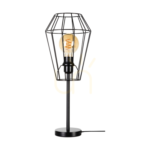 Kontrola Stolní lampa Endorfina, 1xE27, Max. 25 W, černý kovový kabel s černým PVC pláštěm, Ø 21 cm