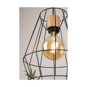Závěsné svítidlo Endorfina, 1xE27, Max. 60 W, olejovaný dub / černý kov / černý PVC kabel, Ø 31 cm small 3