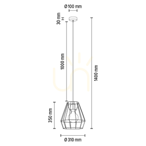 Závěsné svítidlo Endorfina, 1xE27, Max. 60 W, olejovaný dub / černý kov / černý PVC kabel, Ø 31 cm small 4