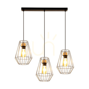 Závěsné svítidlo Endorfina, 3xE27, Max. 60 W, olejovaný dub / černý kov / černý PVC kabel, 77 cm small 1