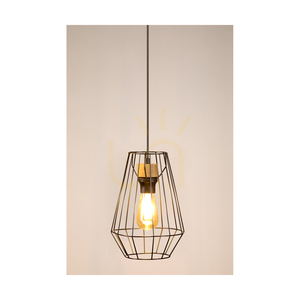 Závěsné svítidlo Endorfina, 3xE27, Max. 60 W, olejovaný dub / černý kov / černý PVC kabel, 77 cm small 3