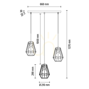 Závěsné svítidlo Endorfina, 3xE27, Max. 60 W, olejovaný dub / černý kov / černý PVC kabel, 77 cm small 4