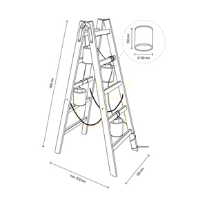Stojací lampa Eskalo, 4xE27, Max. 15W LED, mořená borovice (ořech)/černý PVC kabel/béžový lněný stínidlo s černým lemem, 82 cm small 3