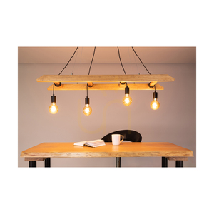 Závěsné svítidlo Eskalo 4xE27, Max. 60 W, borovice mořená do hněda / černý kov / černý PVC kabel, 123,5 cm small 3