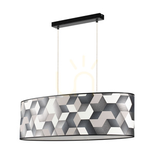 Závěsné svítidlo Espacio, 2xE27, Max. 40 W, černý kov / průhledný PVC kabel / vícebarevný stínidlo z tapety, 80 cm small 0