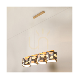 Závěsné svítidlo Espacio, 4xE27, Max. 25 W, olejovaný dub / průhledný PVC kabel / vícebarevný stínidlo z tapety, 86 cm small 3