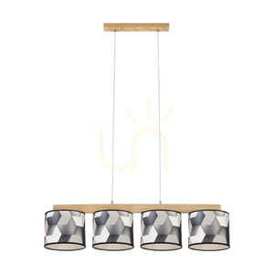 Závěsné svítidlo Espacio, 4xE27, Max. 25 W, olejovaný dub / průhledný PVC kabel / vícebarevný stínidlo z tapety, 86 cm small 0