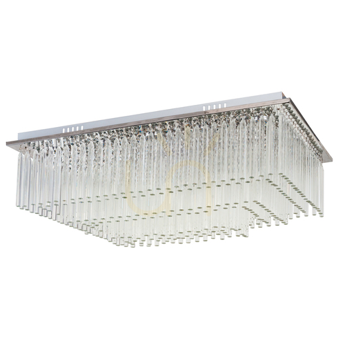 Kontrola Stropní svítidlo Euphoria, obsahuje 19 LED diod, 3000 K, 57 W, chromovaný kov/průhledné krystaly, 80 cm