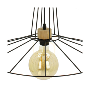 Závěsné svítidlo Ferro, 1xE27, Max. 60 W, olejovaný dub / černý kov / černý PVC kabel / černý kovový stínidlo, Ø 55 cm small 1