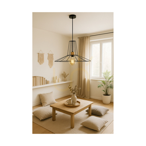 Závěsné svítidlo Ferro, 1xE27, Max. 60 W, olejovaný dub / černý kov / černý PVC kabel / černý kovový stínidlo, Ø 55 cm small 2
