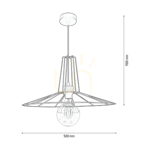 Závěsné svítidlo Ferro, 1xE27, Max. 60 W, olejovaný dub / černý kov / černý PVC kabel / černý kovový stínidlo, Ø 50 cm small 2