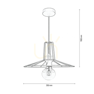 Závěsné svítidlo Ferro, 1xE27, Max. 60 W, olejovaný dub / černý kov / černý PVC kabel / černý kovový stínidlo, Ø 35 cm small 2