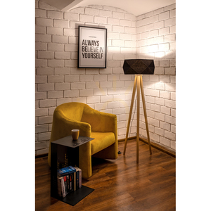 Stojací lampa Finja, 1xE27, Max. 60 W, olejovaný dub/antracit, opletený kabel/černá, stínidlo Ø 52 cm small 1