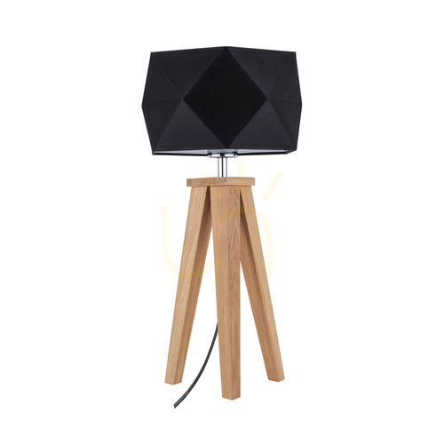 Kontrola Stolní lampa Finja, 1xE27, Max. 60 W, olejovaný dub/antracit, opletený kabel/černá, stínidlo Ø 29 cm