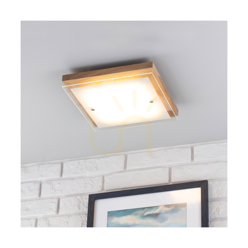 Kontrola Stropní LED svítidlo Spot Light Finn 4022974, olejovaný dub a bílé sklo, 29 × 29 cm, 2700 K
