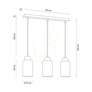 Závěsné svítidlo Flores, 3xE27, Max. 60 W, bříza / průhledný PVC kabel / bílé skleněné stínidlo s květinovým vzorem, 54 cm small 3