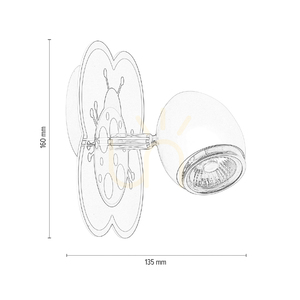 Nástěnné svítidlo Fly, 1xGU10, max. 50 W, bílé/chromované kovové s motivem berušky, 16 cm small 4