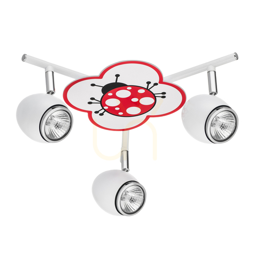 Kontrola Stropní svítidlo Fly, 3xGU10, Max. 50 W, bílý/chromovaný kov s motivem berušky, Ø 40 cm