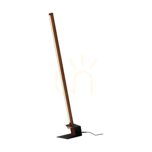 Stojací lampa Forestier, 1xLED, 3000 K, 18 W, borovice mořená do odstínu ořechu / černý kov / černý PVC kabel, 40 cm small 1
