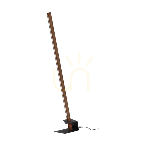 Kontrola Stojací lampa Forestier, 1xLED, 3000 K, 18 W, borovice mořená do odstínu ořechu / černý kov / černý PVC kabel, 40 cm