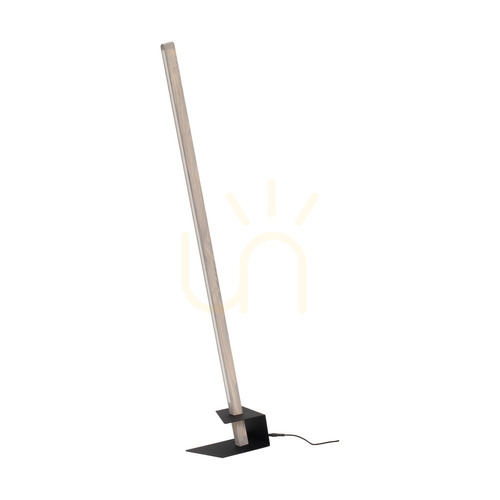 Kontrola Stojací lampa Forestier, 1xLED, 3000 K, 18 W, borovice mořená do šeda, černý kov, černý PVC kabel (40 cm)