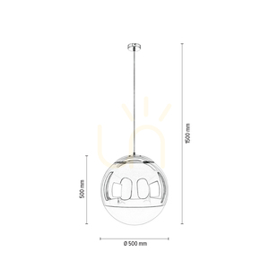 Závěsné svítidlo Gino, 1xE27, Max. 60 W, chromovaný kov / pochromované sklo, Ø 50 cm small 2