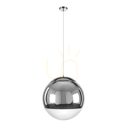 Kontrola Závěsné svítidlo Gino, 1xE27, Max. 60 W, chromovaný kov / pochromované sklo, Ø 50 cm