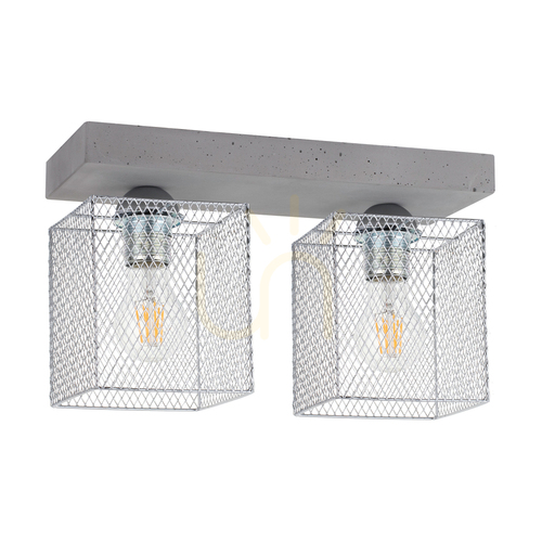 Kontrola Stropní svítidlo Gittan, 2xE27, Max. 60 W, betonově šedá / chromovaný kovový stínidlo, 35 cm
