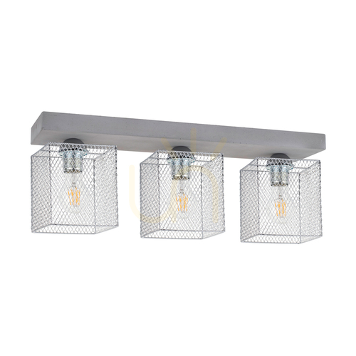 Kontrola Stropní svítidlo Gittan, 3xE27, Max. 60 W, betonově šedá / chromovaný kovový stínidlo, 55 cm