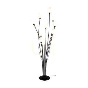 Stojací lampa Gloriosa, 9xG9, Max. 6W LED, černý kov / černý PVC kabel / bílé skleněné stínidlo, Ø 60 cm small 1