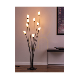 Stojací lampa Gloriosa, 9xG9, Max. 6W LED, černý kov / černý PVC kabel / bílé skleněné stínidlo, Ø 60 cm small 2