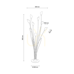 Stojací lampa Gloriosa, 9xG9, Max. 6W LED, černý kov / černý PVC kabel / bílé skleněné stínidlo, Ø 60 cm small 3