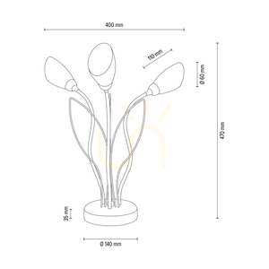Stolní lampa Gloriosa, 3xG9, Max. 6W LED, černý kov / černý PVC kabel / bílé skleněné stínidlo, Ø 40 cm small 3