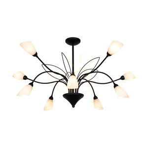 Závěsné svítidlo Gloriosa, 10xG9, Max. 6W LED, černý kov / bílé skleněné stínidlo, Ø 92 cm small 1