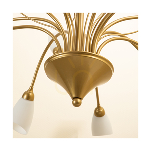 Závěsné svítidlo Gloriosa, 15xG9, Max. 6W LED, zlatý kov / černý PVC kabel / bílé skleněné stínidlo, Ø 108 cm small 1