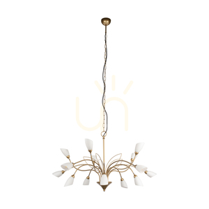 Závěsné svítidlo Gloriosa, 15xG9, Max. 6W LED, zlatý kov / černý PVC kabel / bílé skleněné stínidlo, Ø 108 cm small 0