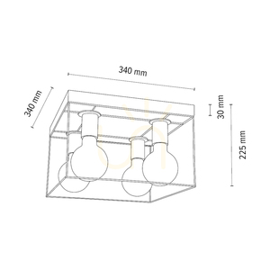 Stropní svítidlo Gretter, 4xE27, Max. 60 W, olejovaný dub/černý kov, 34 cm small 4